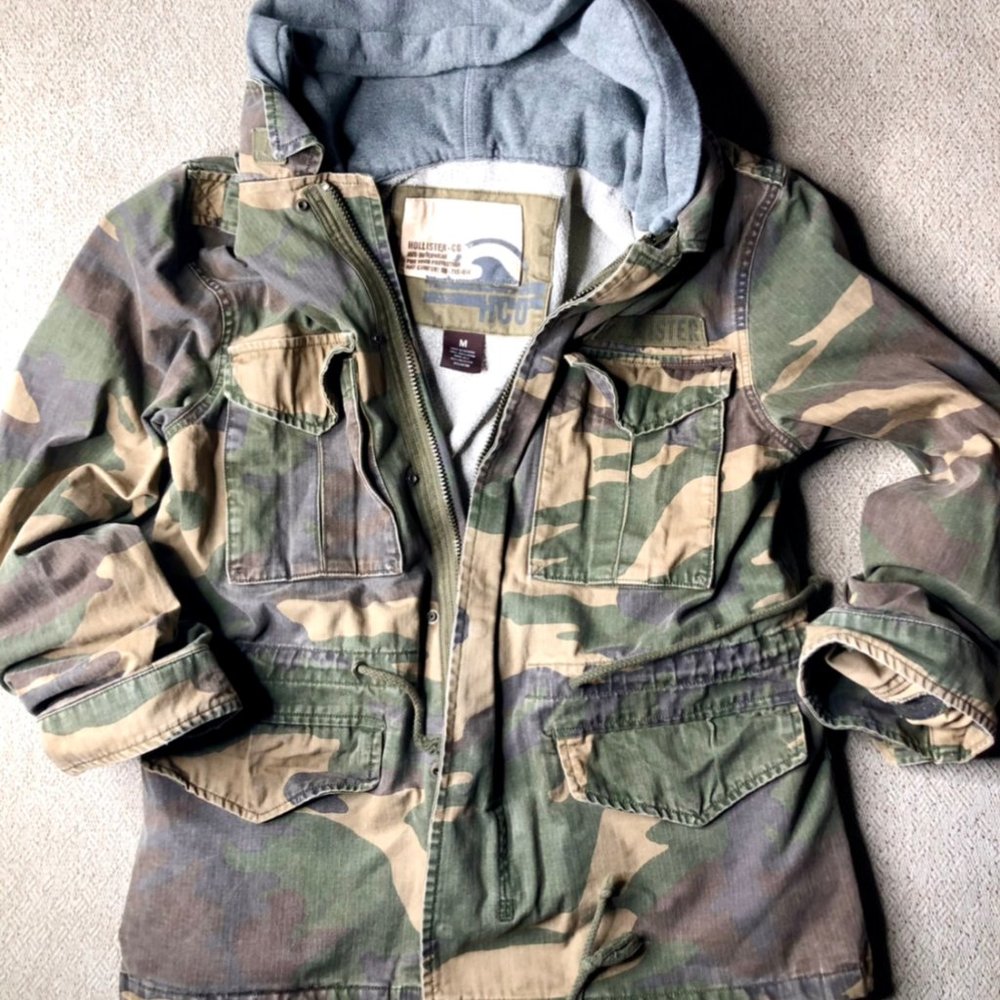 Hollister Military Jacket With ZipOut Hoodie Gem